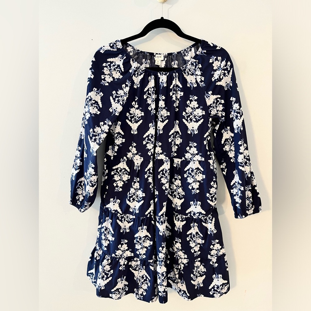 J. Crew Navy and White Floral Mini Dress